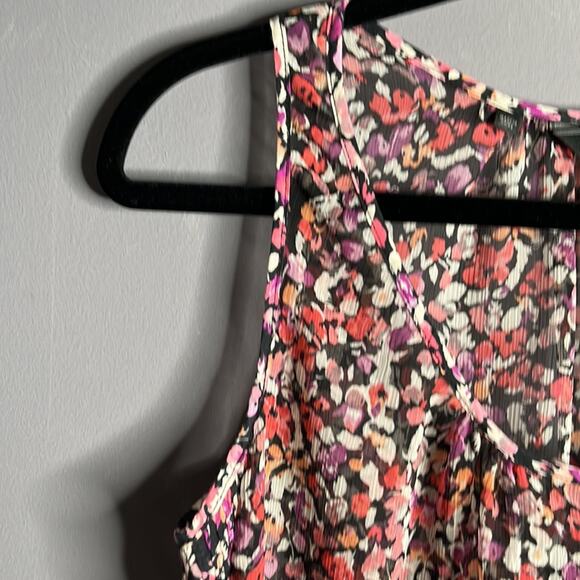 Guess Black and Pink Floral Sheer Sleeveless Blouse Size XS - Picture 6 of 9